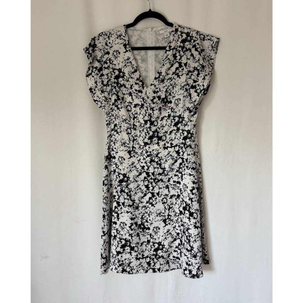 Lewit Dress 4 Knee Black White Floral Fit & Flare Silk